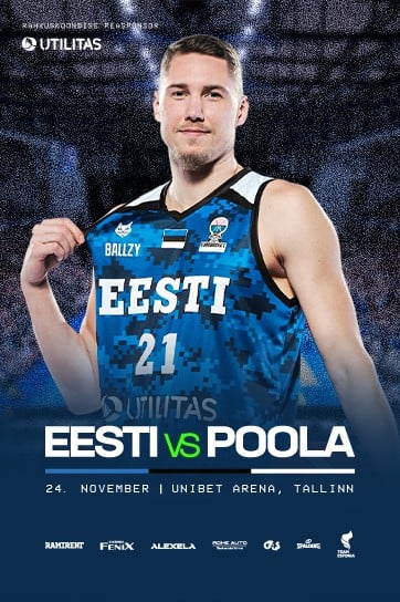 Piletid üritusele Eesti - Poola | FIBA EuroBasket 2025 Qualifiers Tallinn, Paldiski mnt 104B pühapäev, 24. november 2024 18:00 Unibet Arena